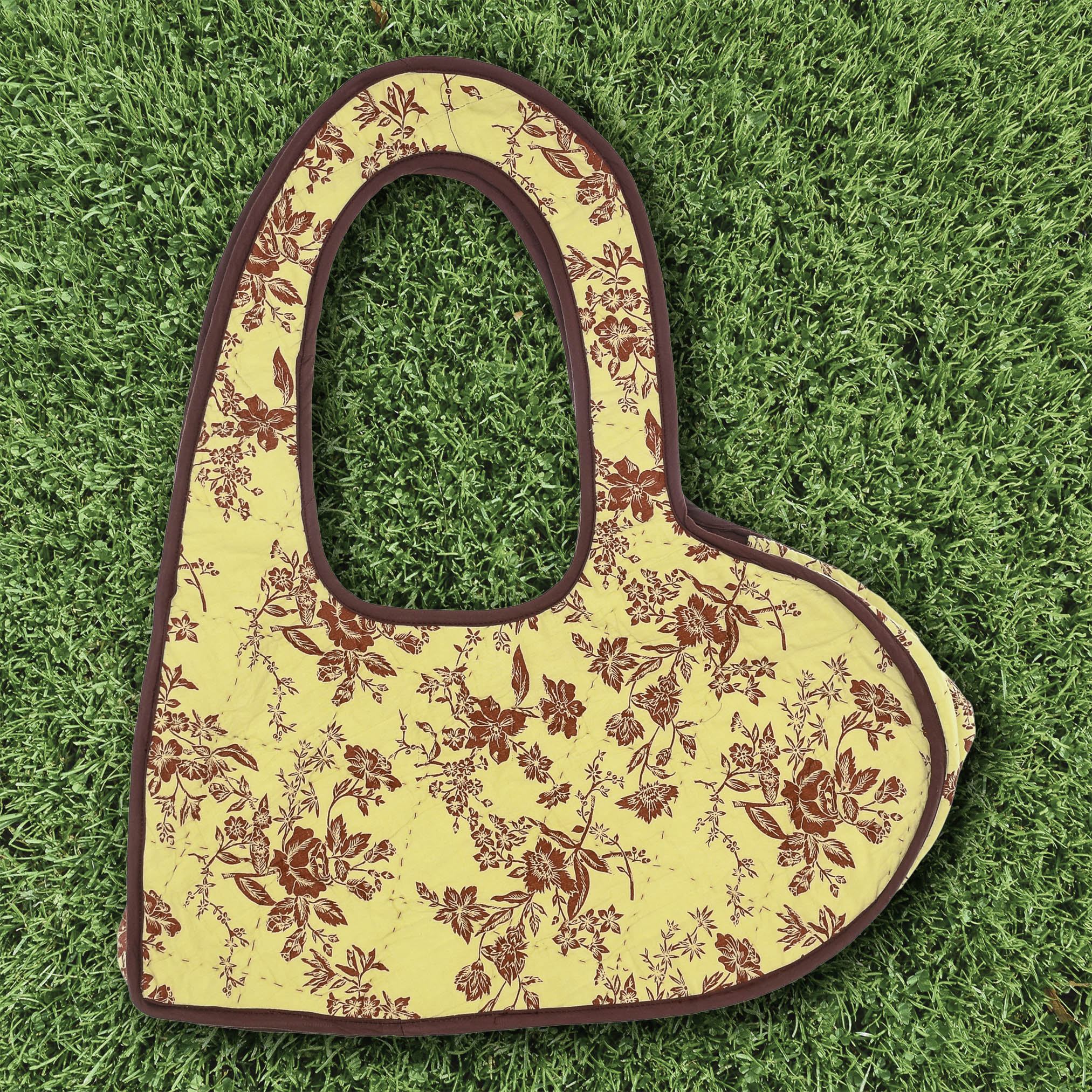 Maroon Floral Quilt Heart Bag