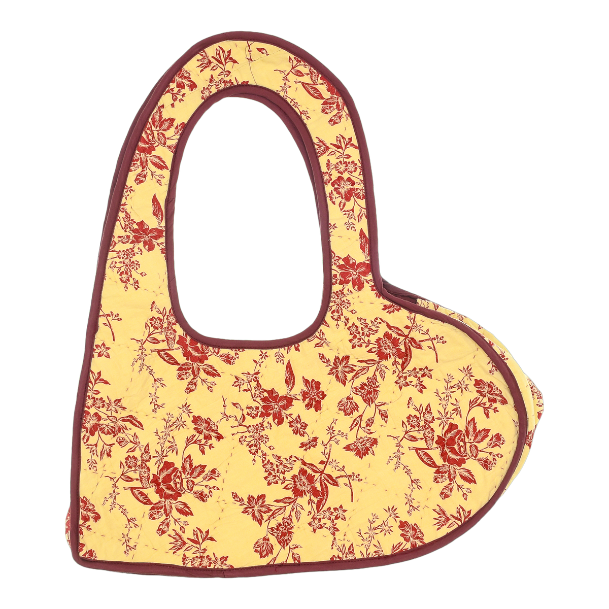 Maroon Floral Quilt Heart Bag