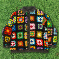 Granny Square Reversable Crochet Black Jean Jacket