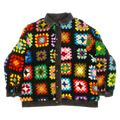 Granny Square Reversable Crochet Black Jean Jacket