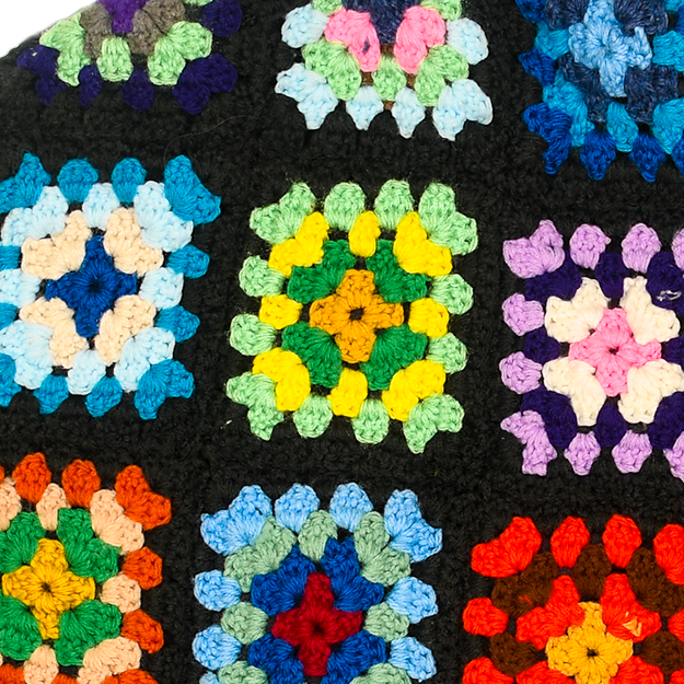 Granny Square Reversable Crochet Black Jean Jacket