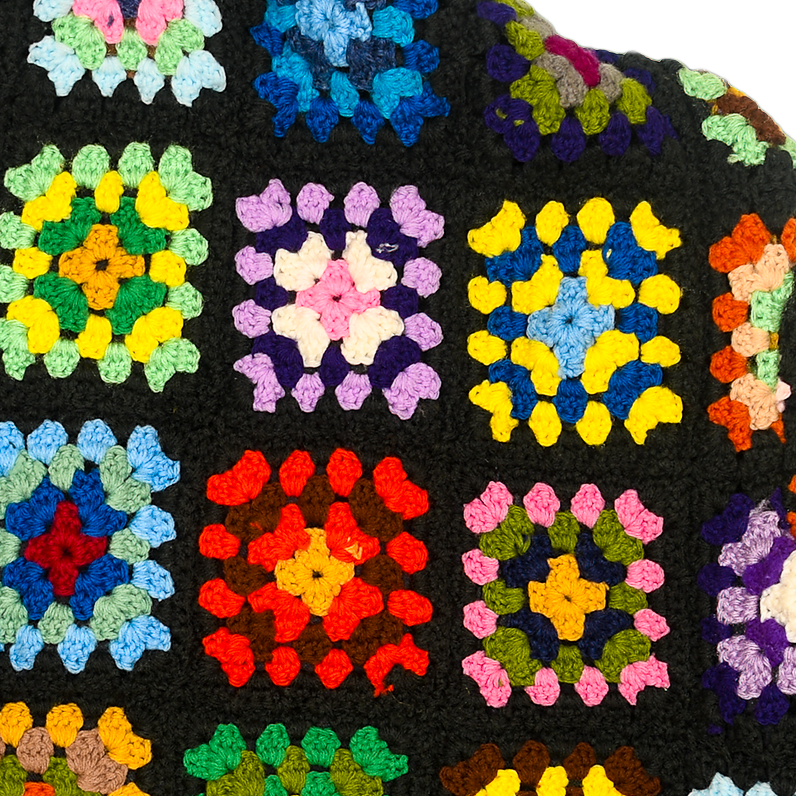 Granny Square Reversable Crochet Black Jean Jacket