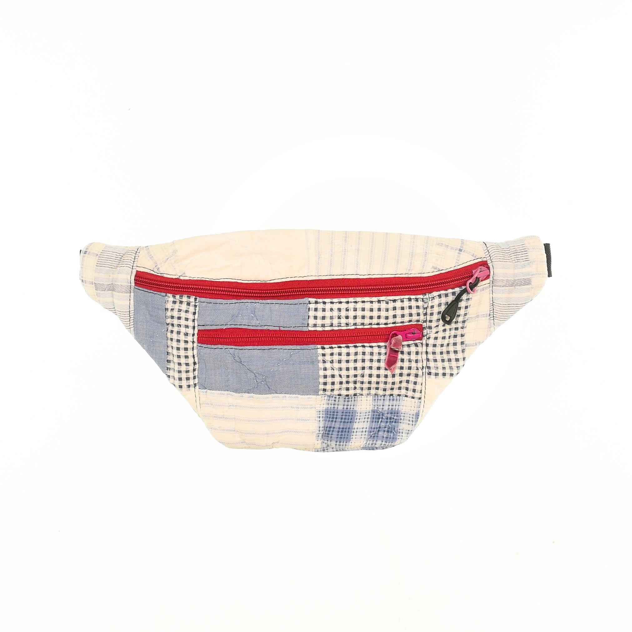 Patchwork Quilt Waist Bag | Cream + Blue Plaid