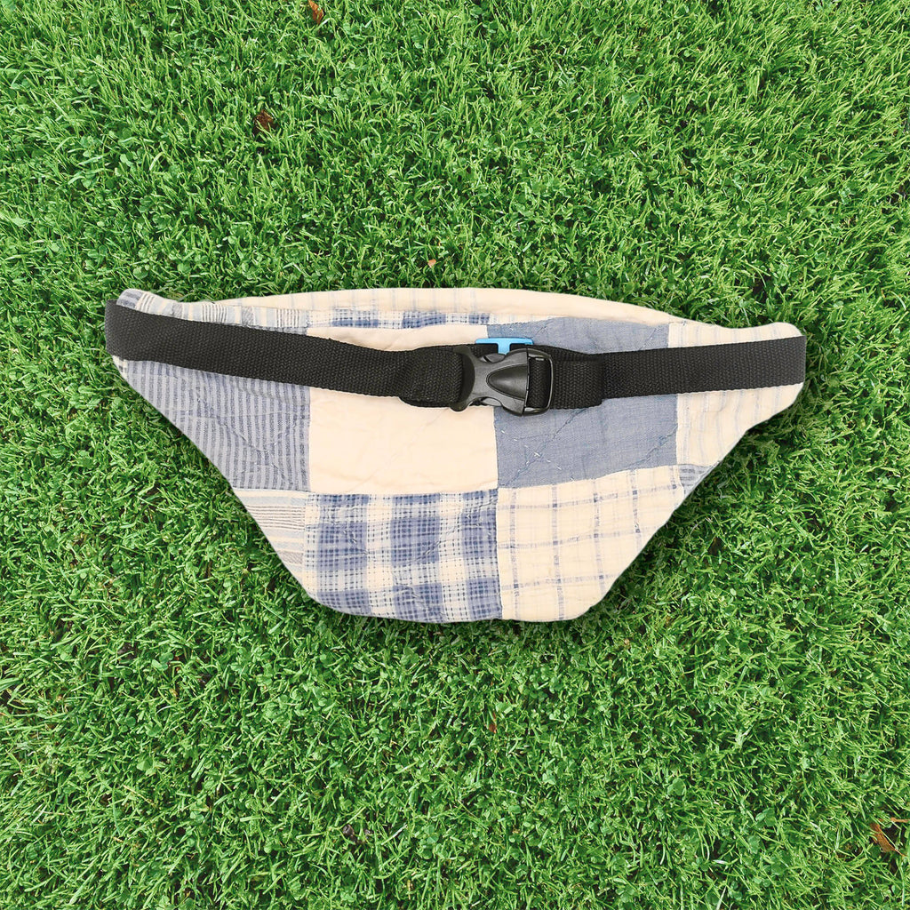 Patchwork Quilt Waist Bag | Cream + Blue Plaid