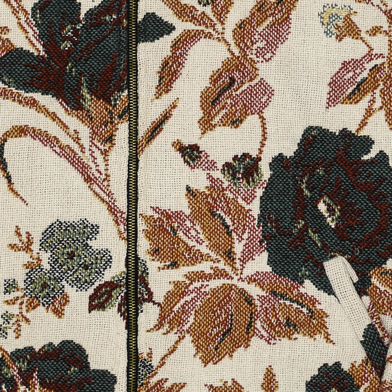 Cream Floral Double Tapestry Zip Coat