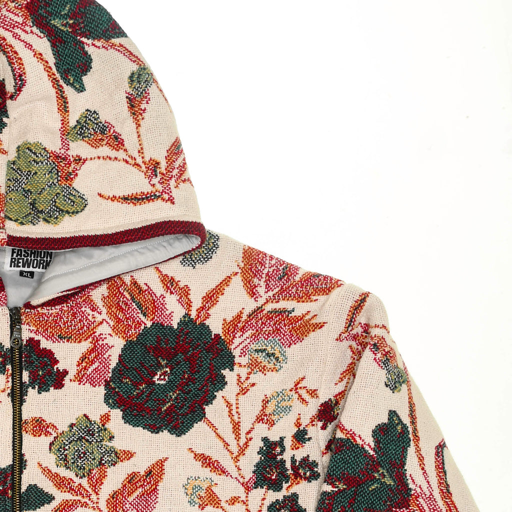 Cream Floral Double Tapestry Zip Coat