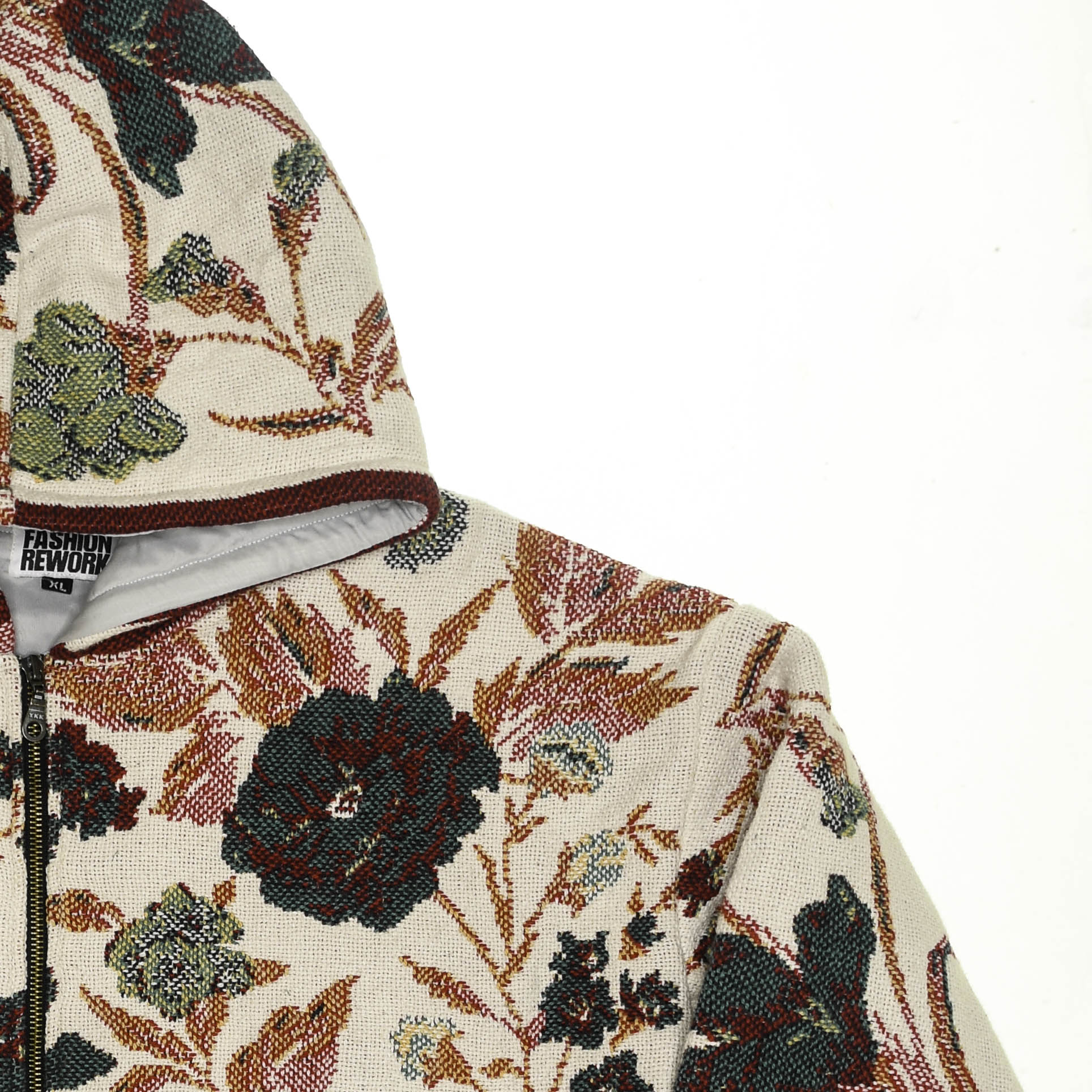 Cream Floral Double Tapestry Zip Coat