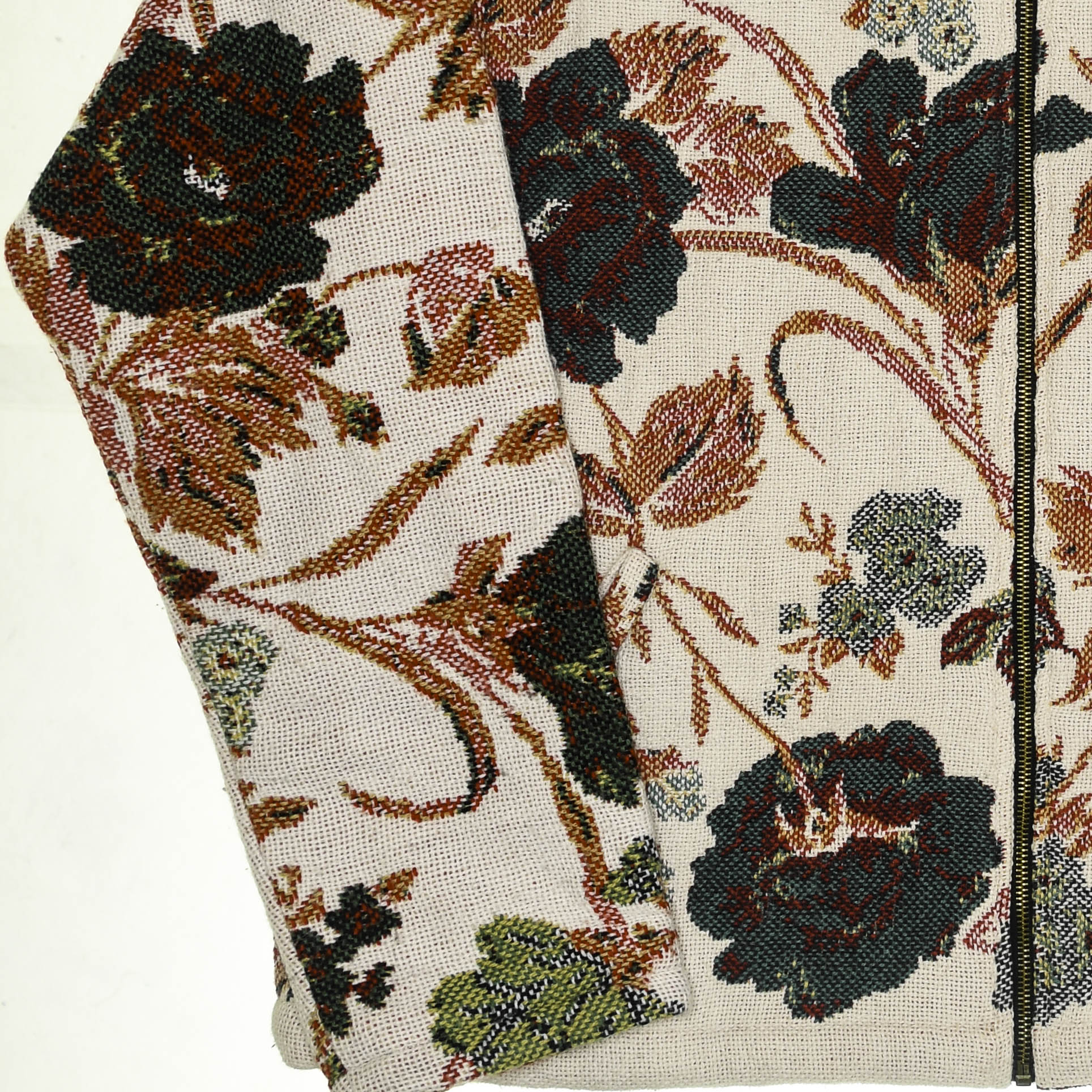Cream Floral Double Tapestry Zip Coat