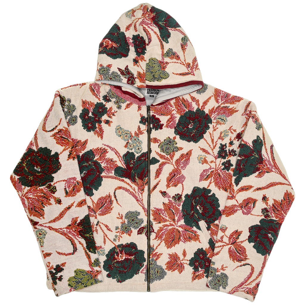 Cream Floral Double Tapestry Zip Through