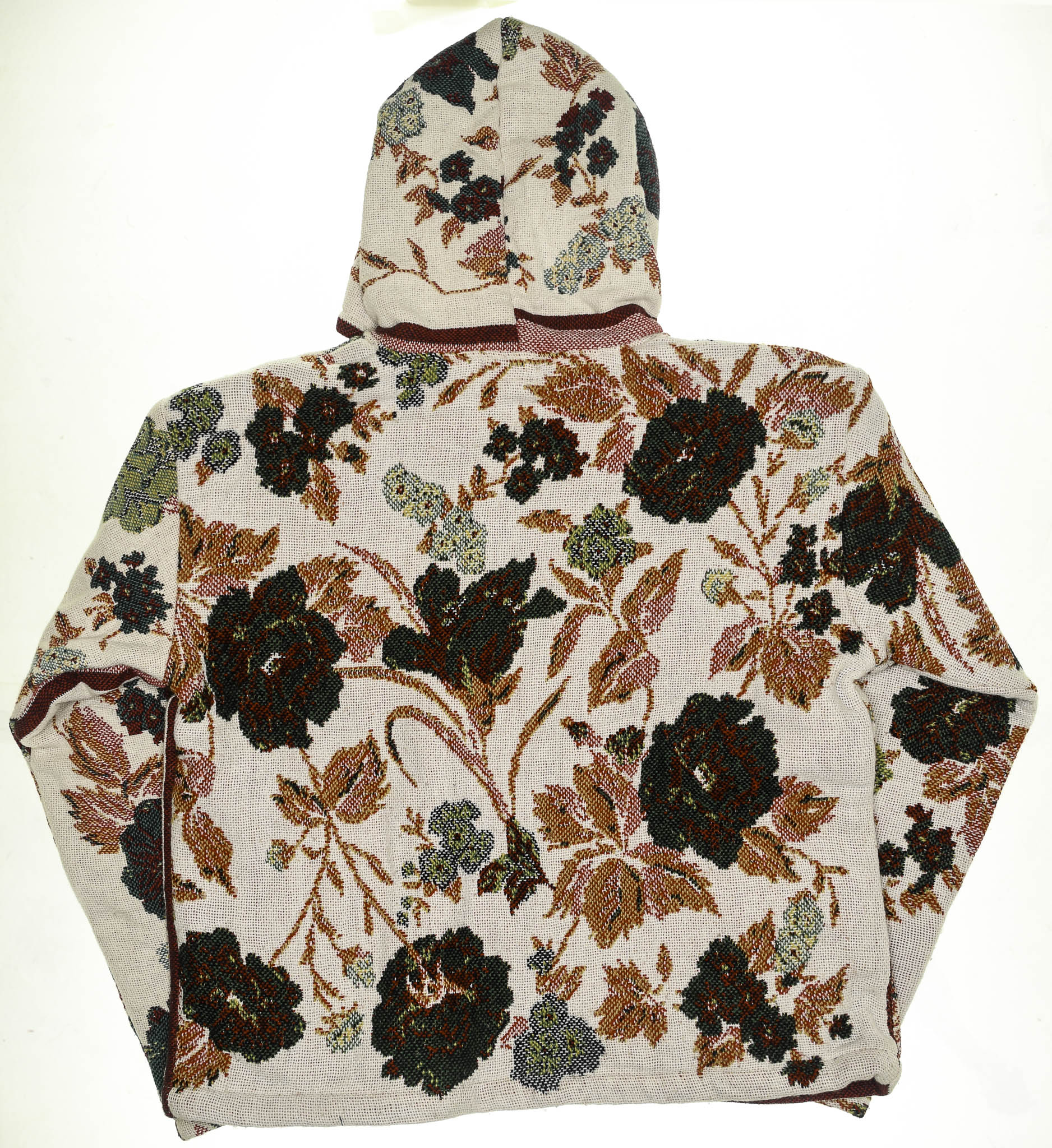 Cream Floral Double Tapestry Zip Coat