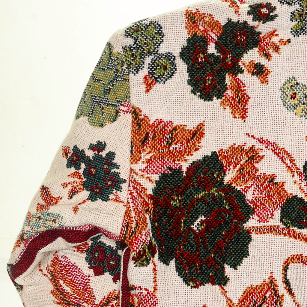 Cream Floral Double Tapestry Zip Coat