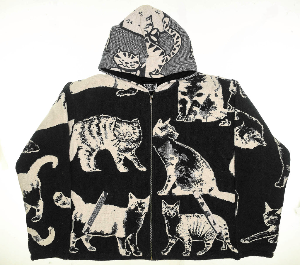 Cat Black Full Tapestry Zip Through