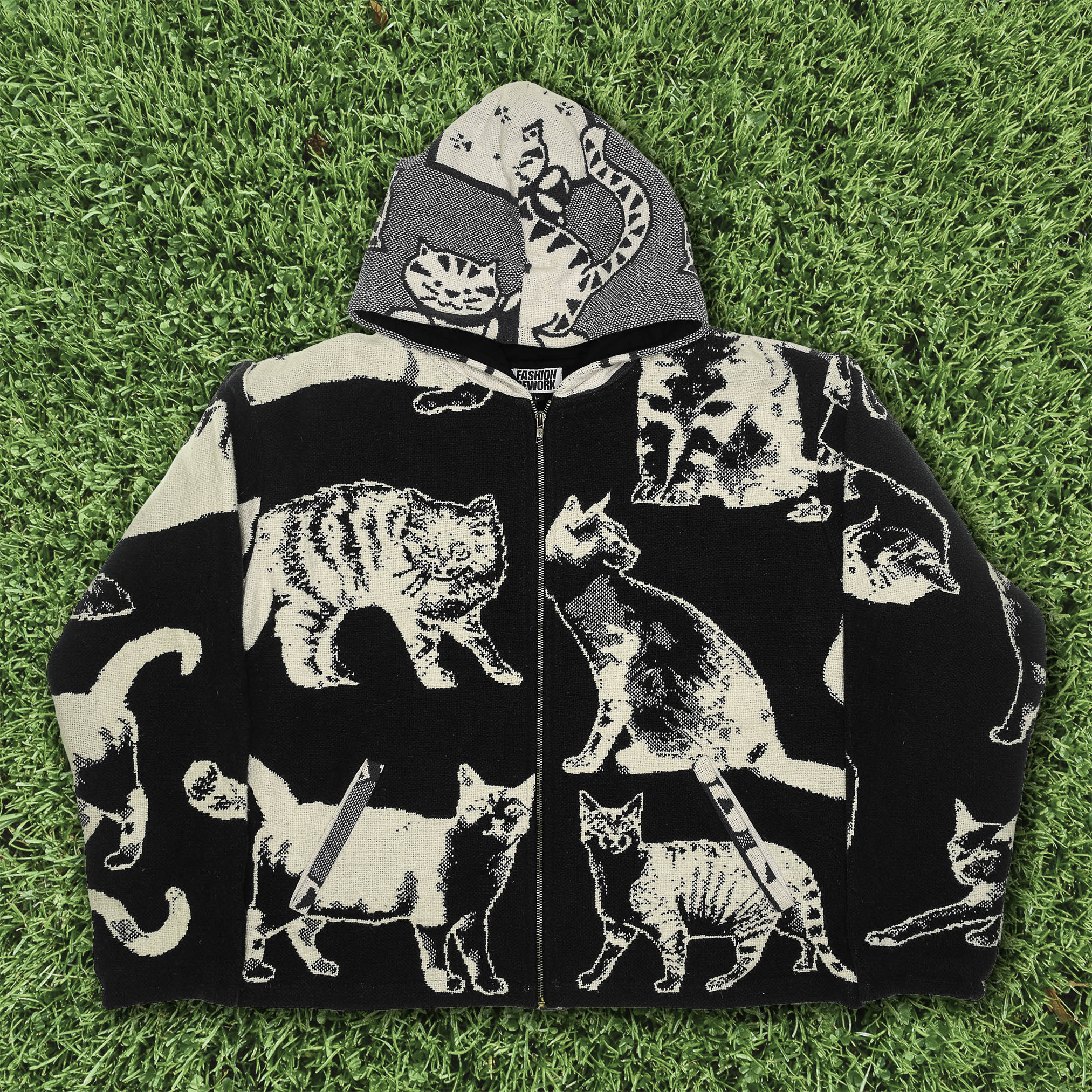 Cat Black Full Tapestry Zip Through