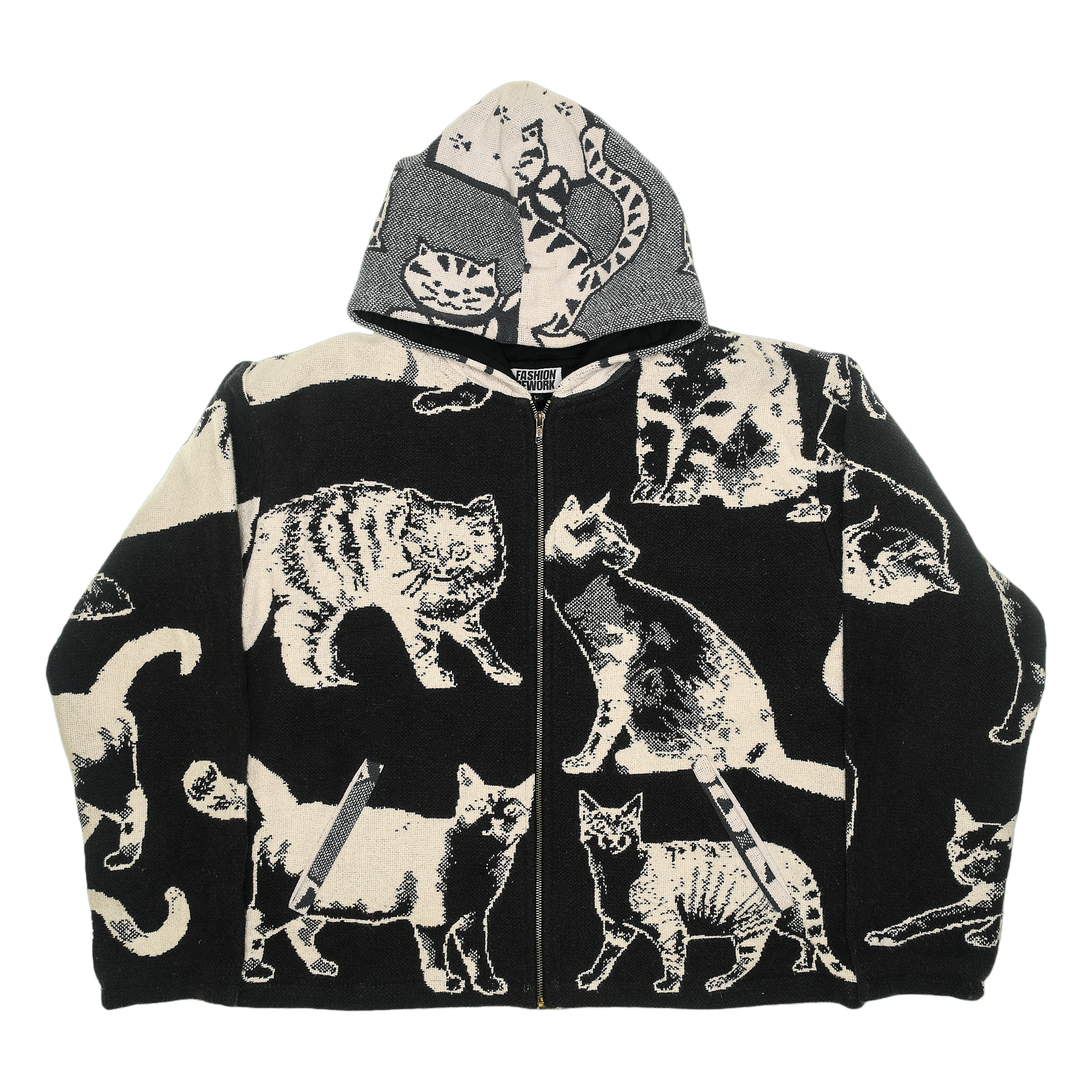 Black Cat Double Tapestry Zip Through