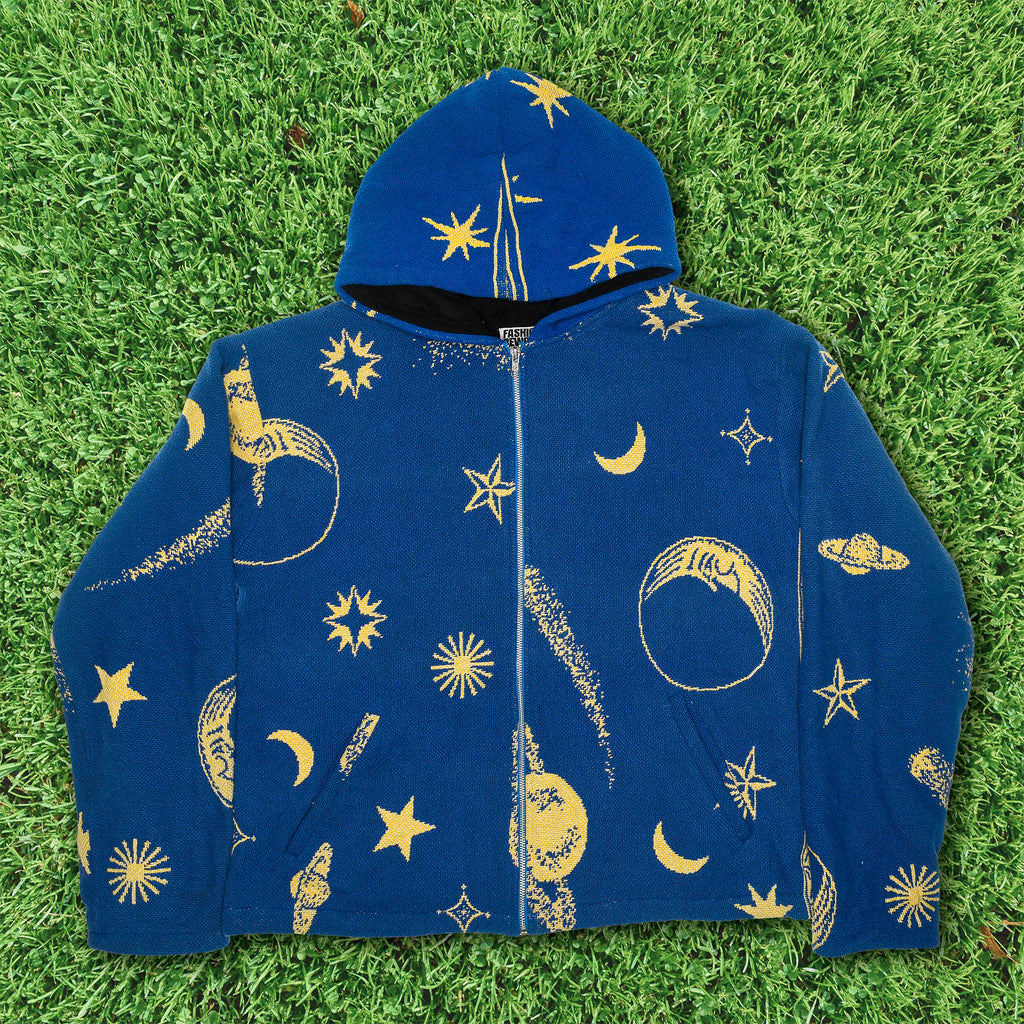 Starry Sky & Planets Double Tapestry Zip Coat