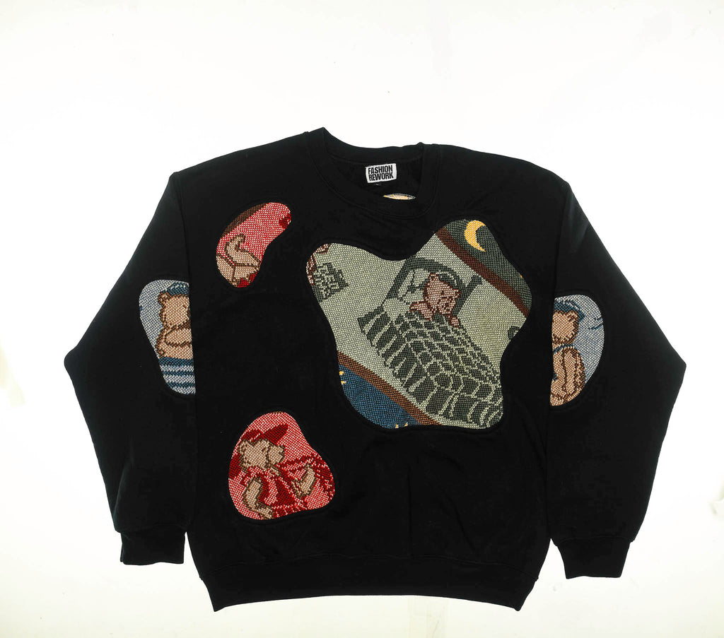 Teddy Bear Black Amoeba Tapestry Pullover