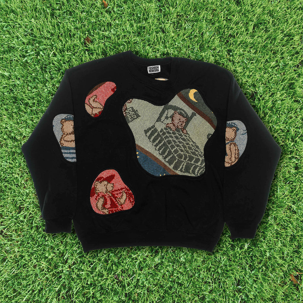 Teddy Bear Black Amoeba Tapestry Pullover