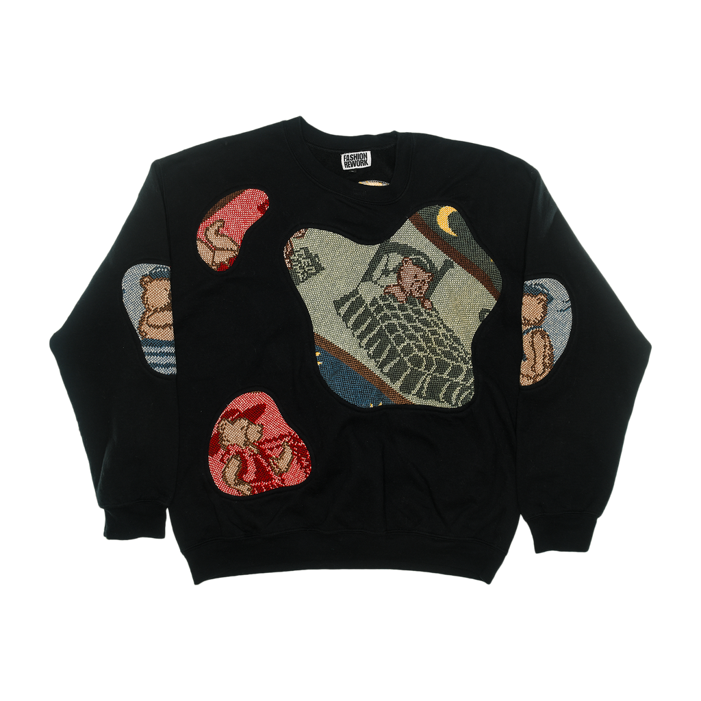 Teddy Bear Black Amoeba Tapestry Pullover