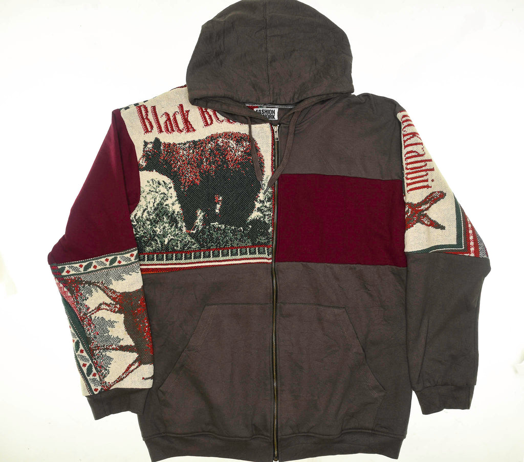 Wildlife Animals Patchwork Tapestry Zip Up