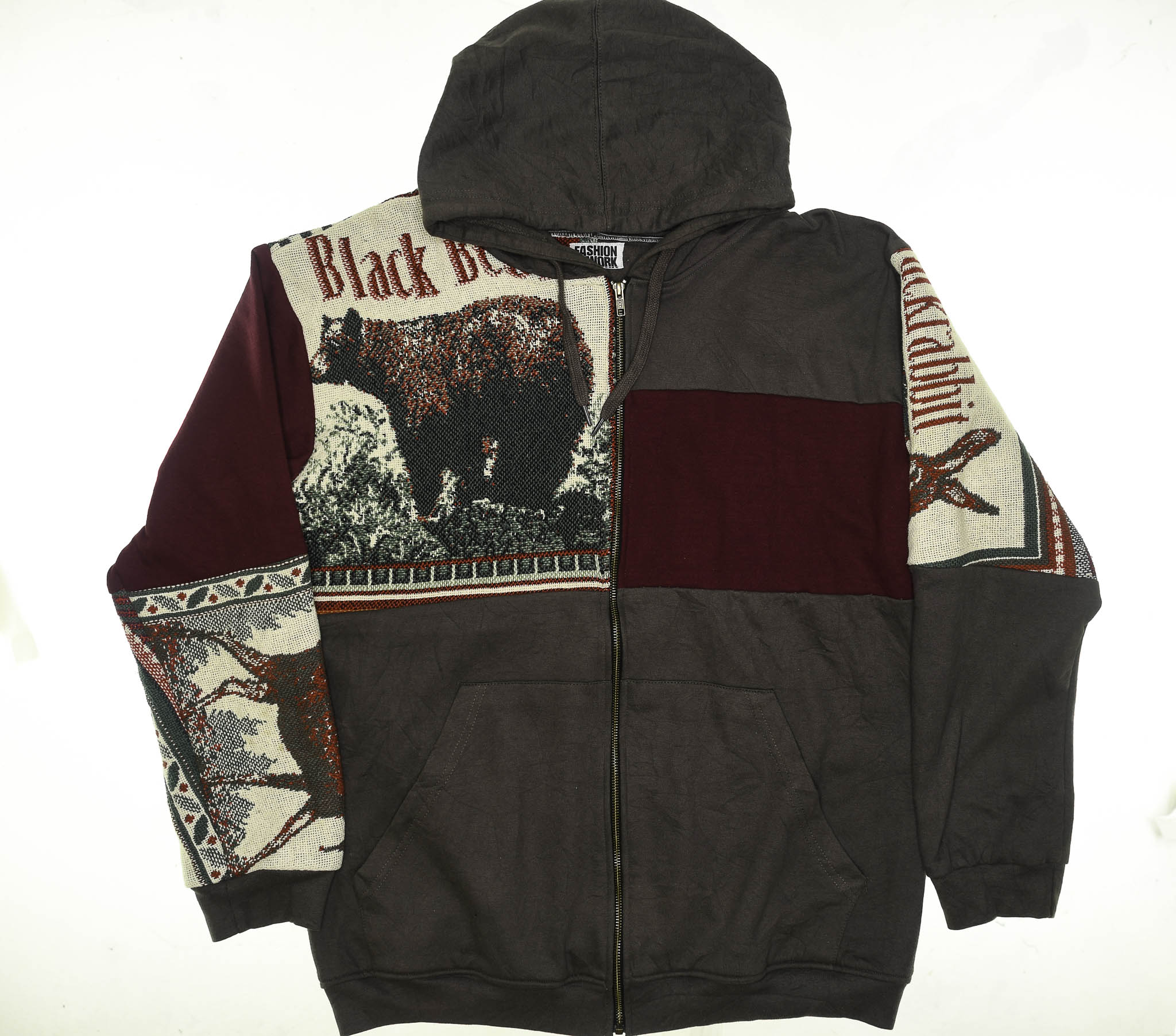 Wildlife Animals Patchwork Tapestry Zip Up