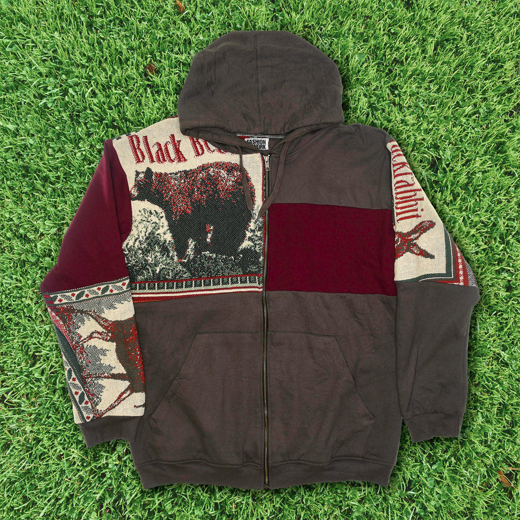 Wildlife Animals Patchwork Tapestry Zip Up