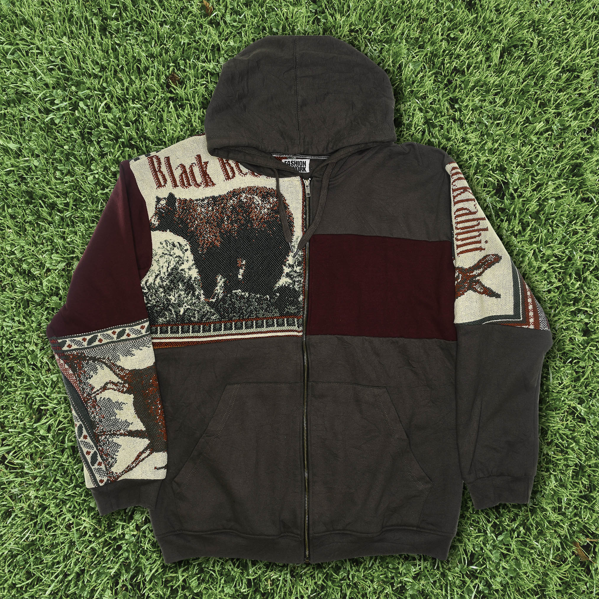 Wildlife Animals Patchwork Tapestry Zip Up