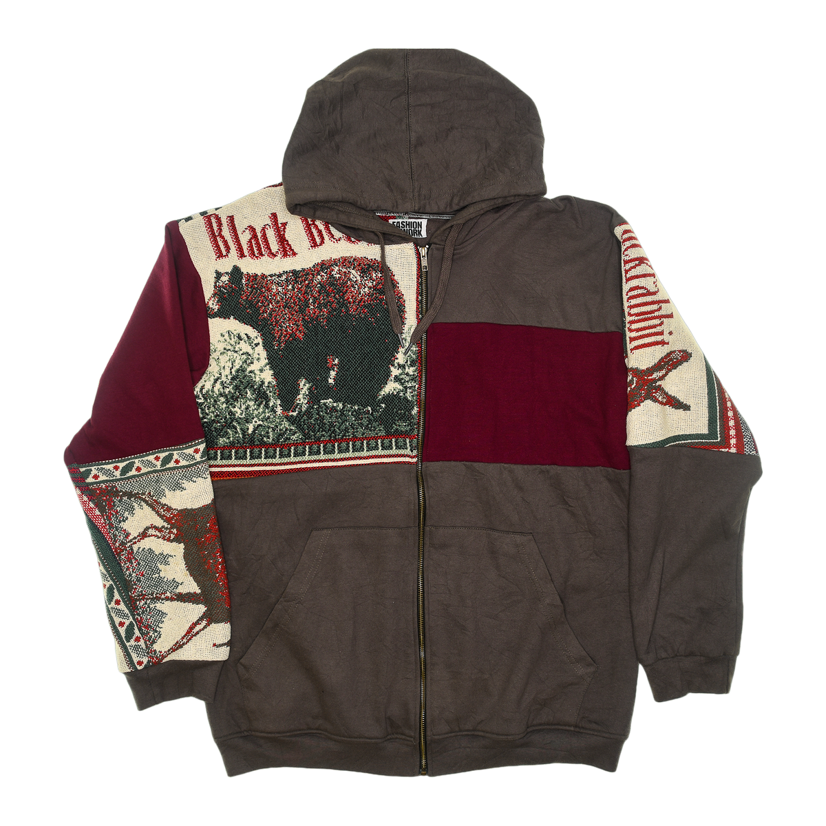 Wildlife Animals Patchwork Tapestry Zip Up