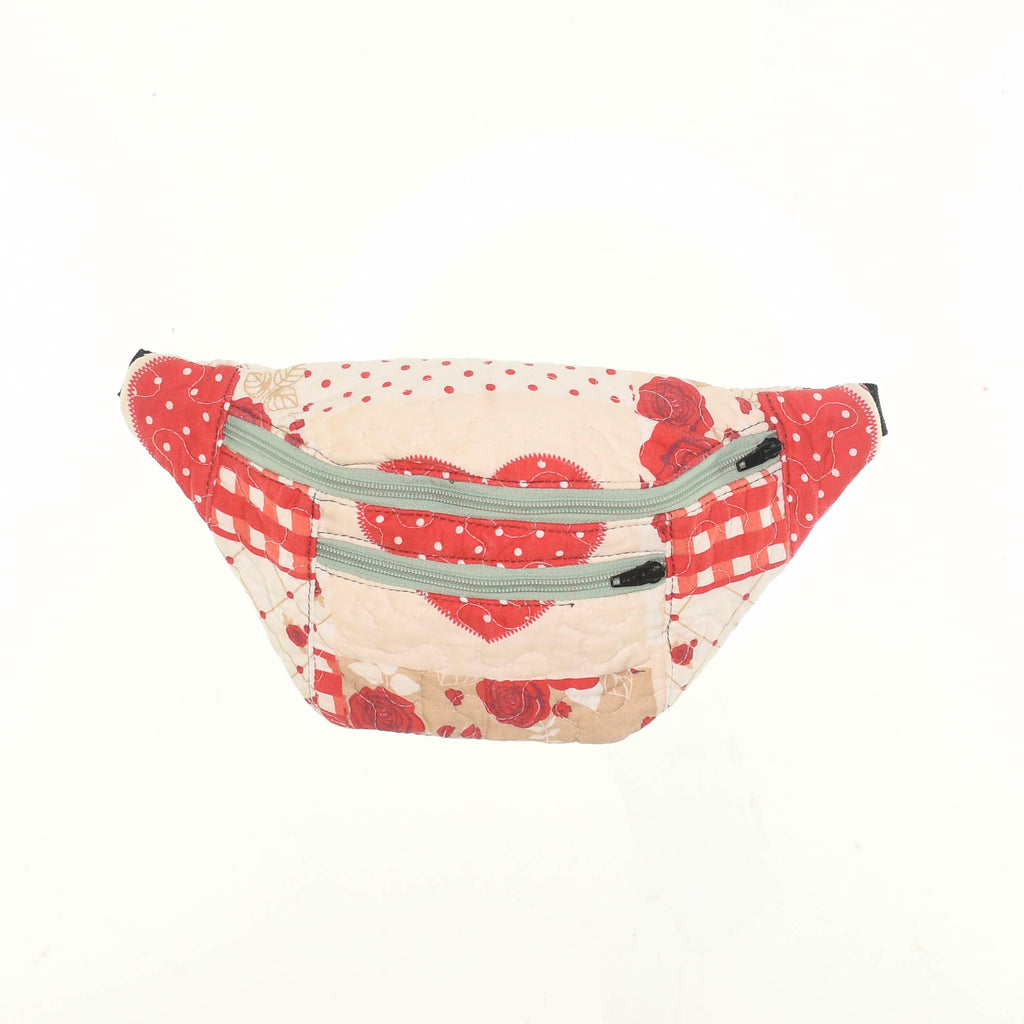 Patchwork Quilt Waist Bag | Strawberry Hearts