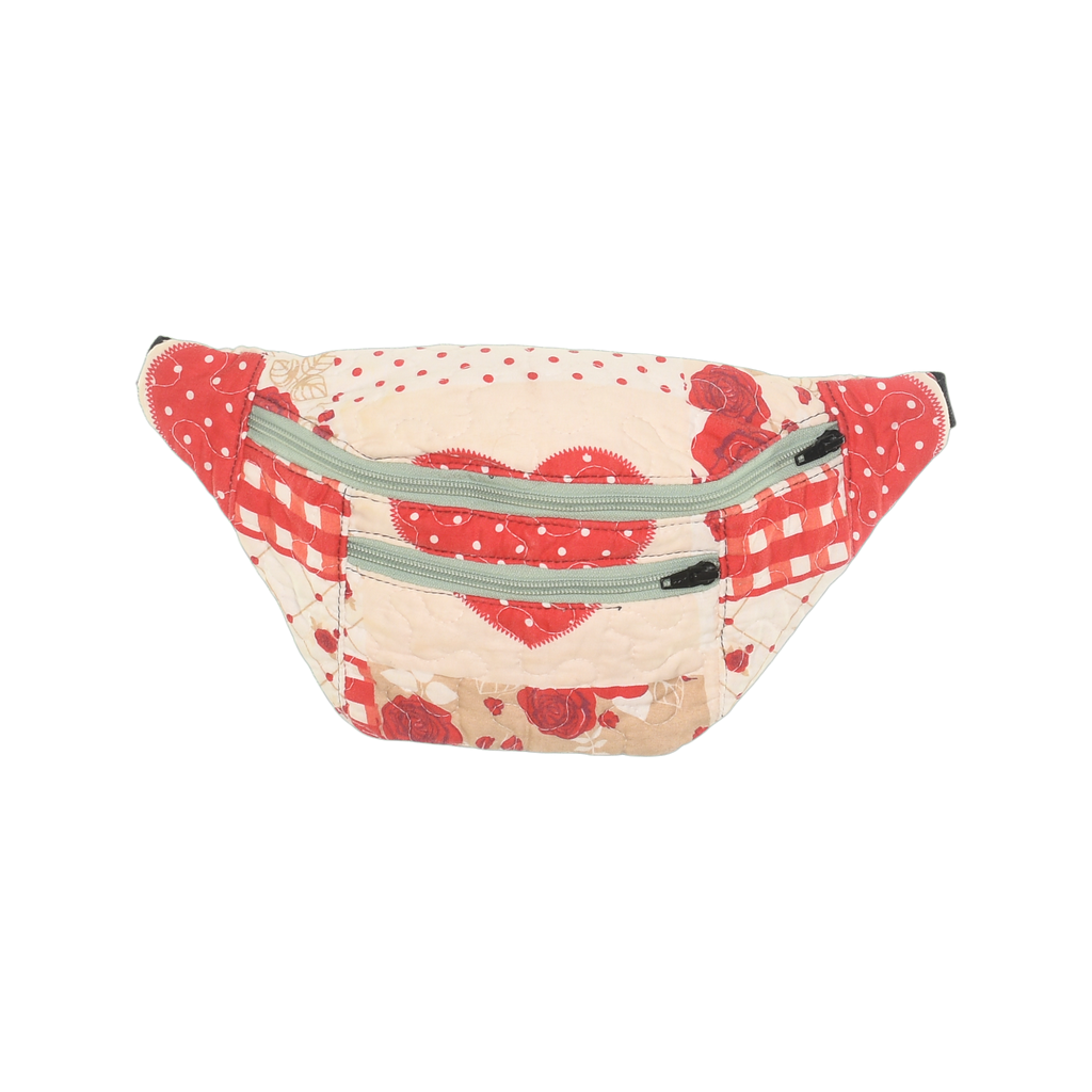 Patchwork Quilt Waist Bag | Strawberry Hearts