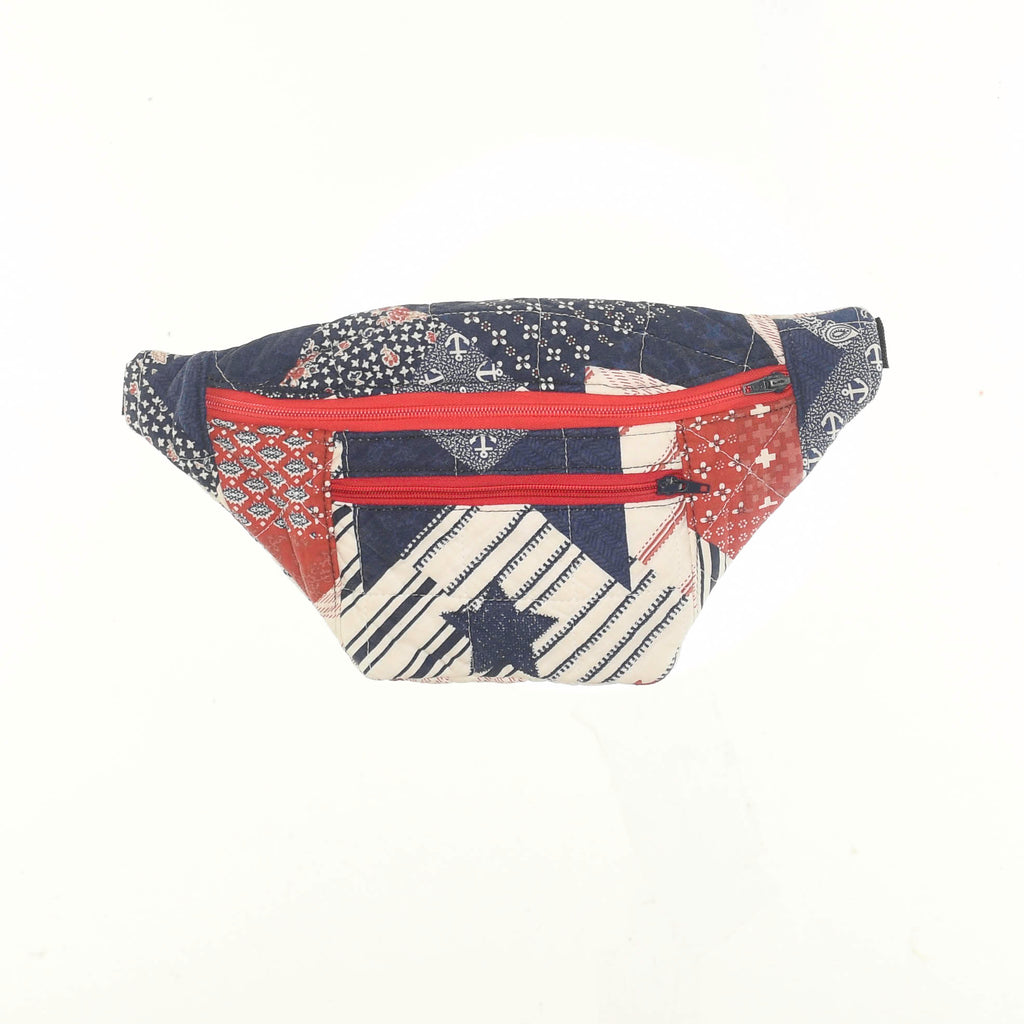 Patchwork Quilt Waist Bag | Red + Navy Patchwork