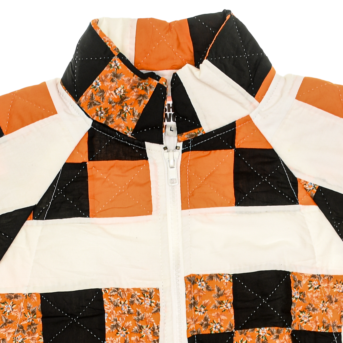 Orange & Black Patchwork Classic Quilt Bomber