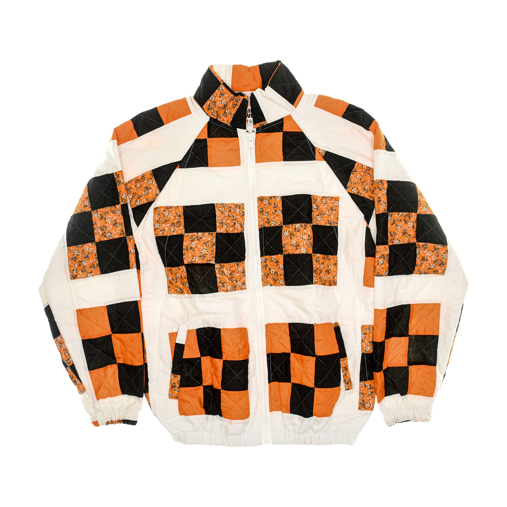 Orange & Black Patchwork Classic Quilt Bomber