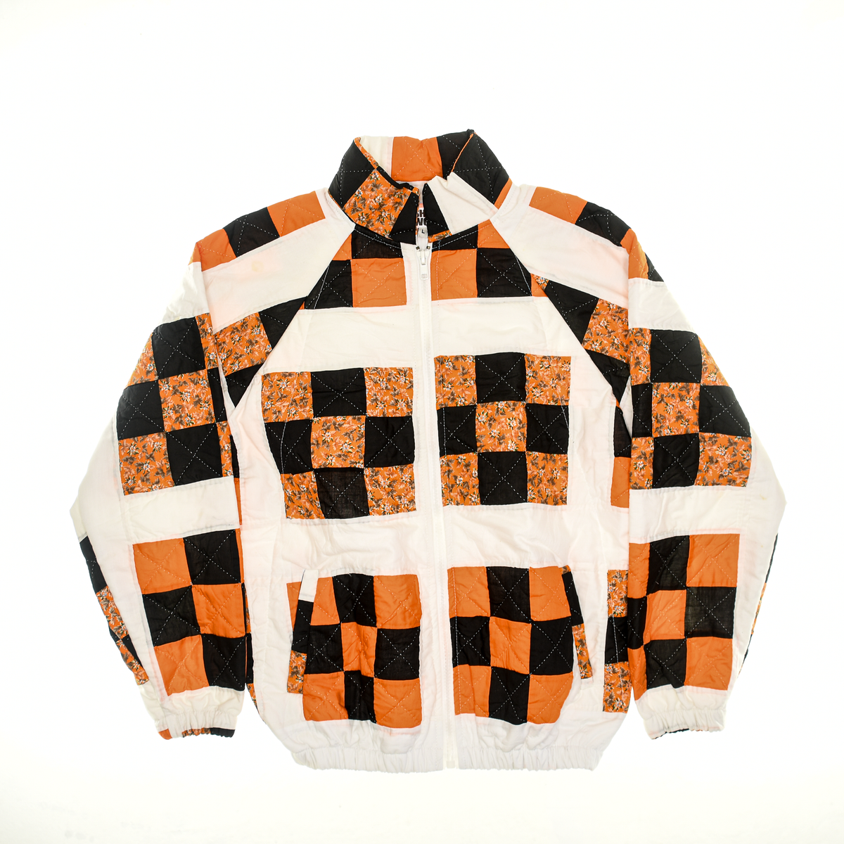 Orange & Black Patchwork Classic Quilt Bomber