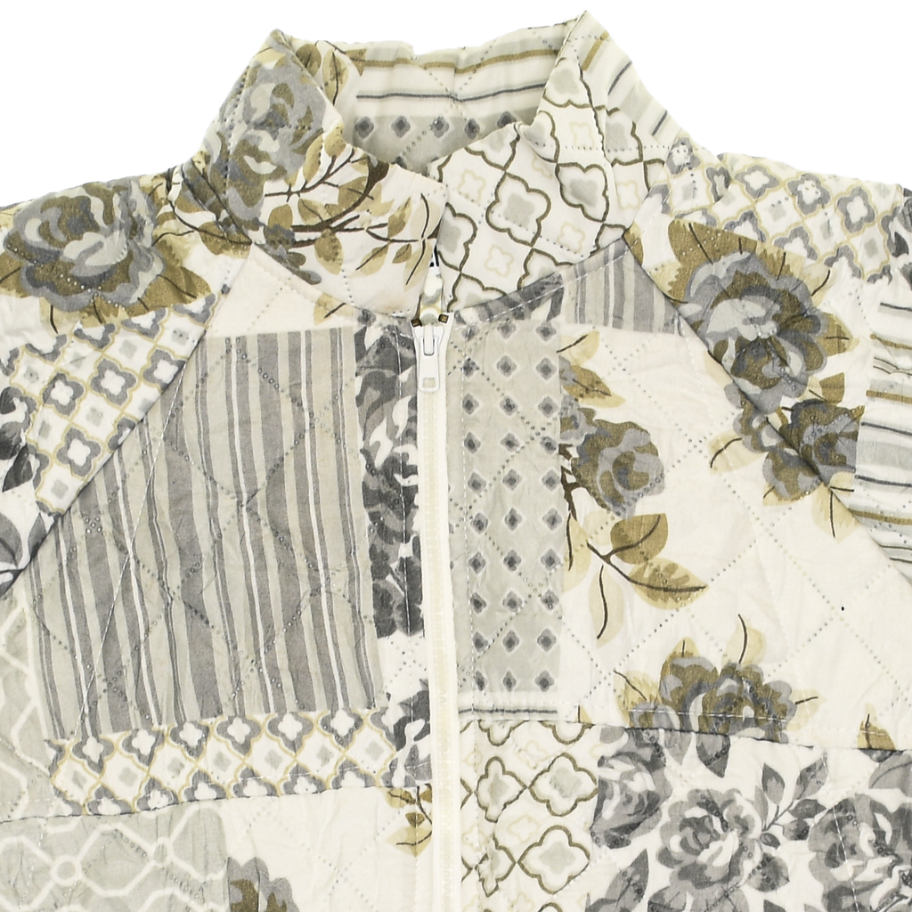Gray Floral Patchwork Classic Quilt Bomber