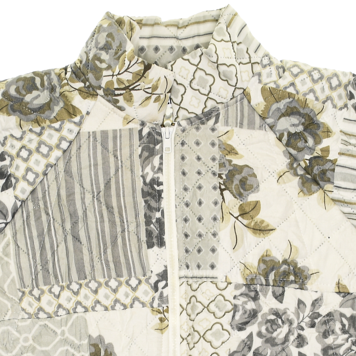 Gray Floral Patchwork Classic Quilt Bomber