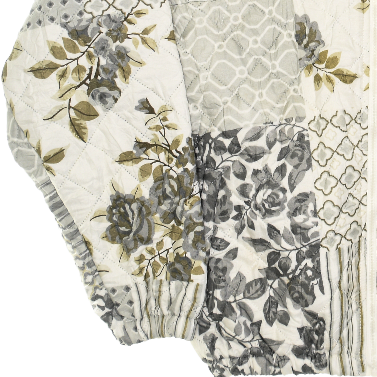 Gray Floral Patchwork Classic Quilt Bomber