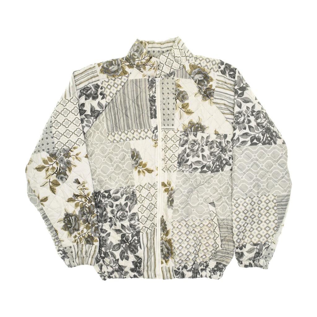 Gray Floral Patchwork Classic Quilt Bomber