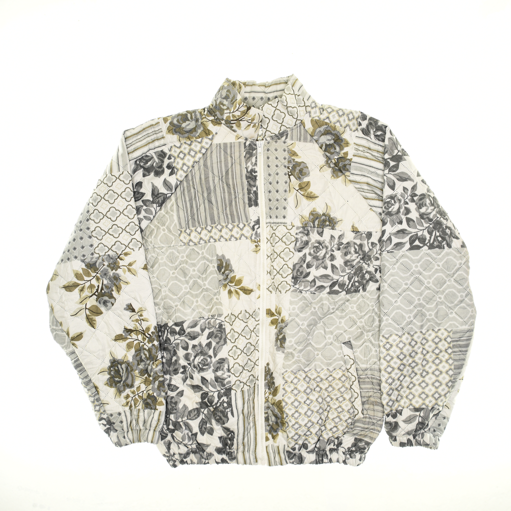 Gray Floral Patchwork Classic Quilt Bomber