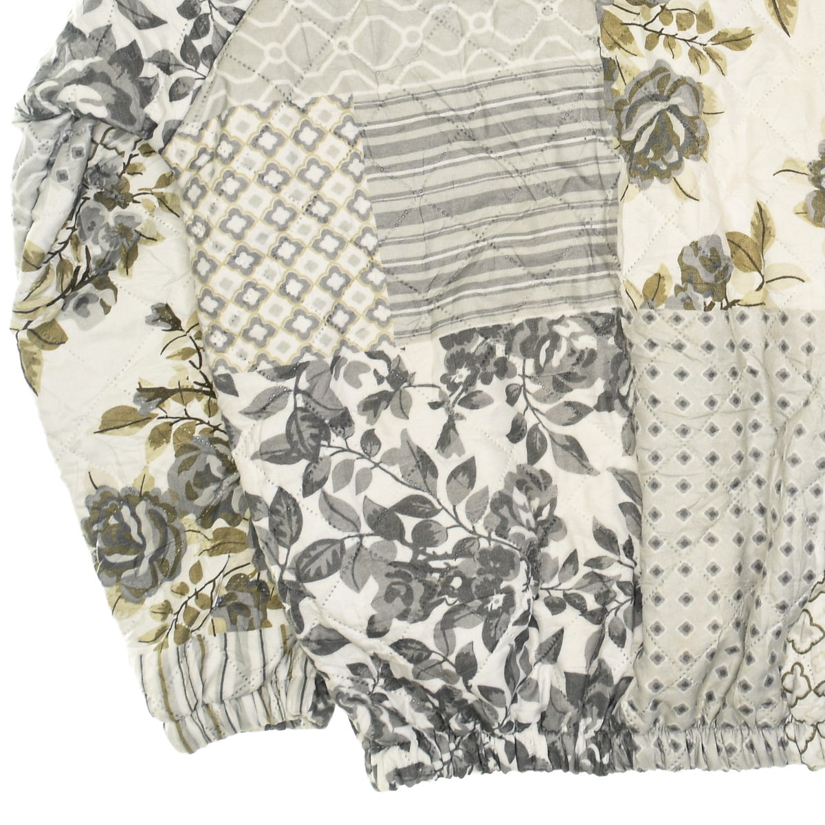 Gray Floral Patchwork Classic Quilt Bomber