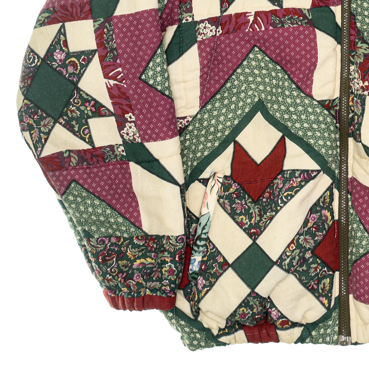 Burgundy & Green Patchwork Classic Quilt Bomber