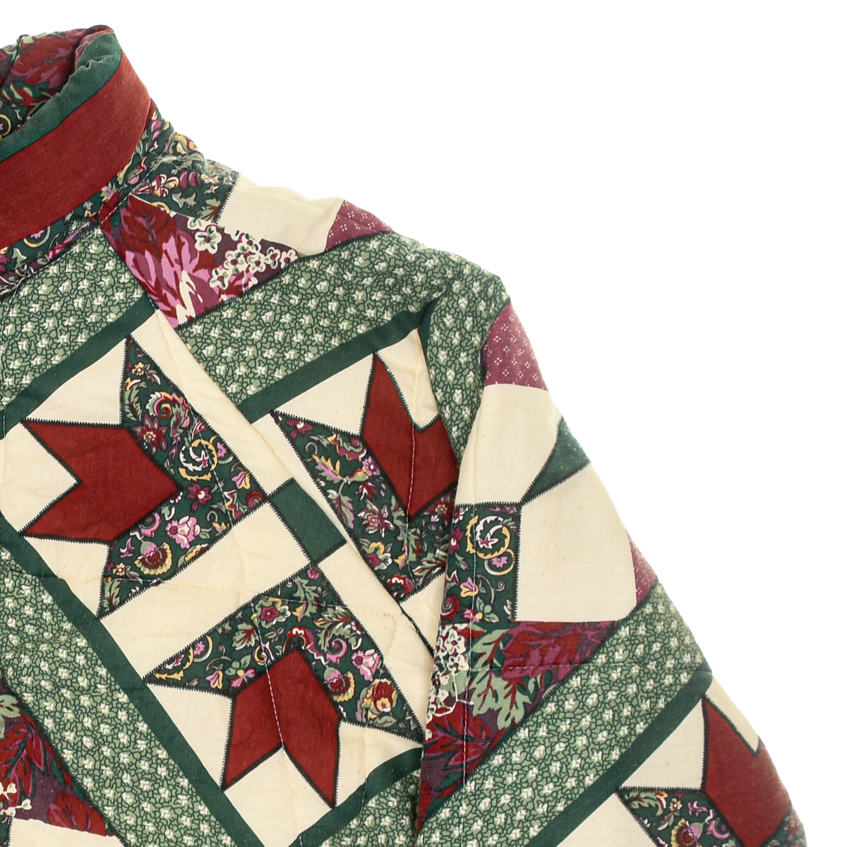 Burgundy & Green Patchwork Classic Quilt Bomber