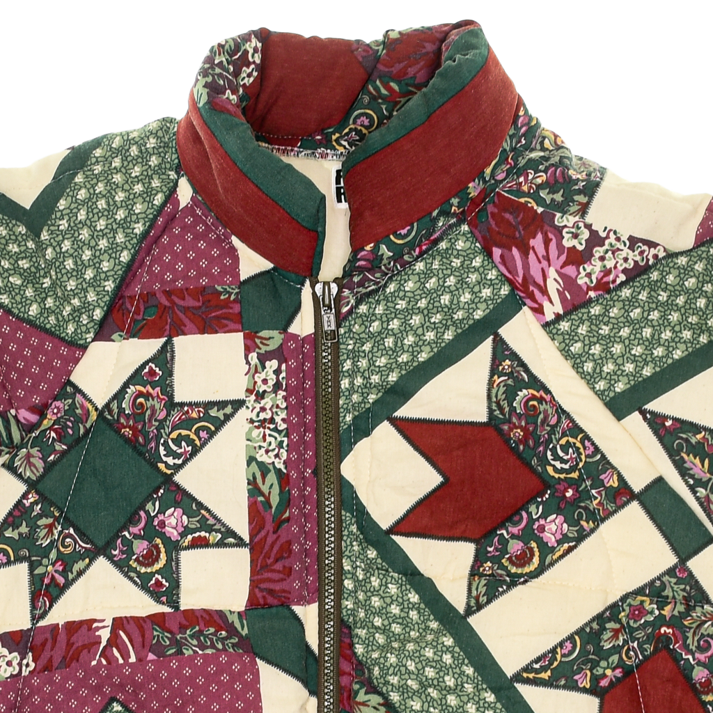 Burgundy & Green Patchwork Classic Quilt Bomber
