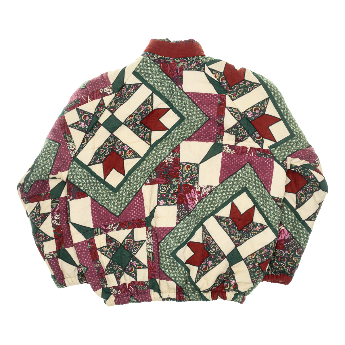 Burgundy & Green Patchwork Classic Quilt Bomber