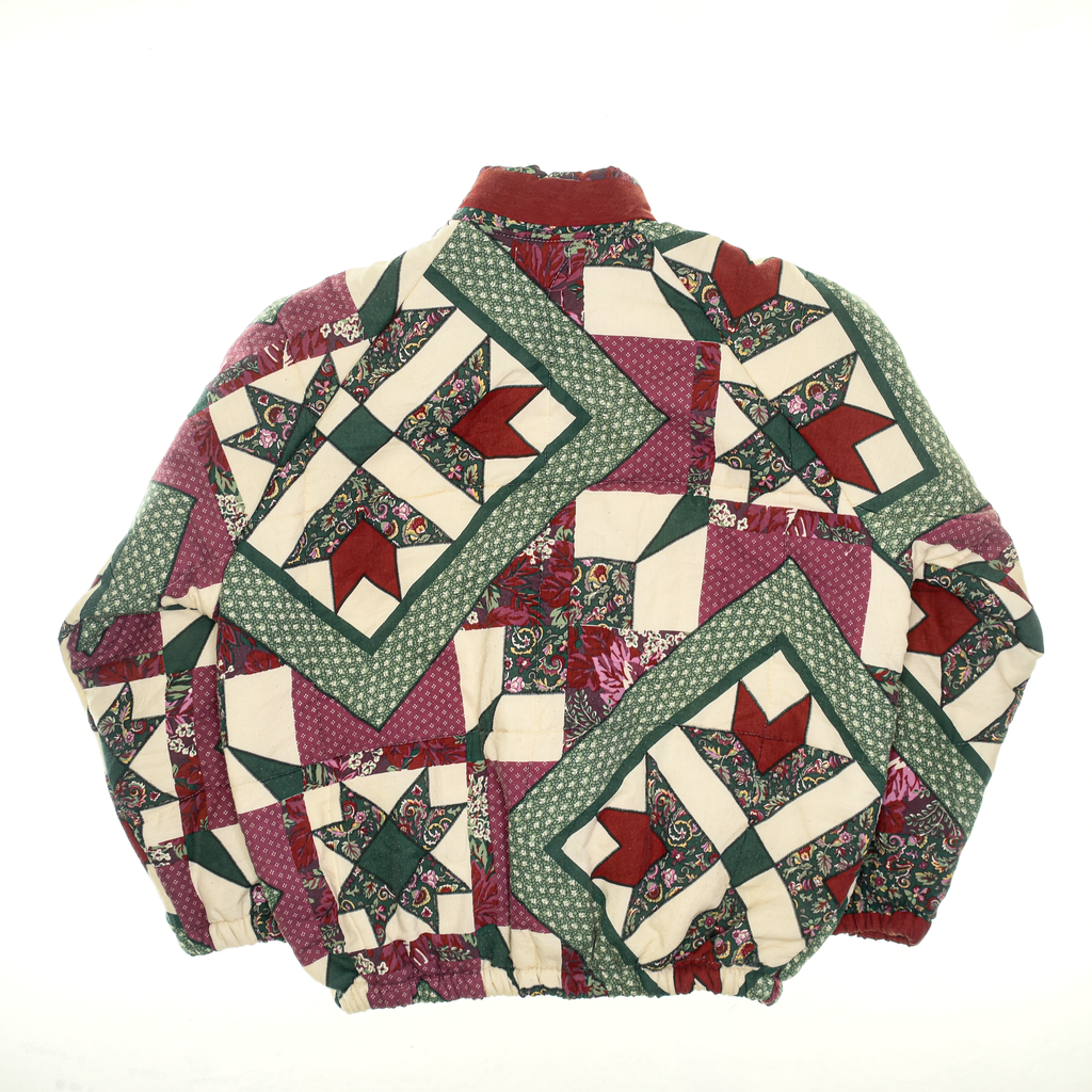 Burgundy & Green Patchwork Classic Quilt Bomber