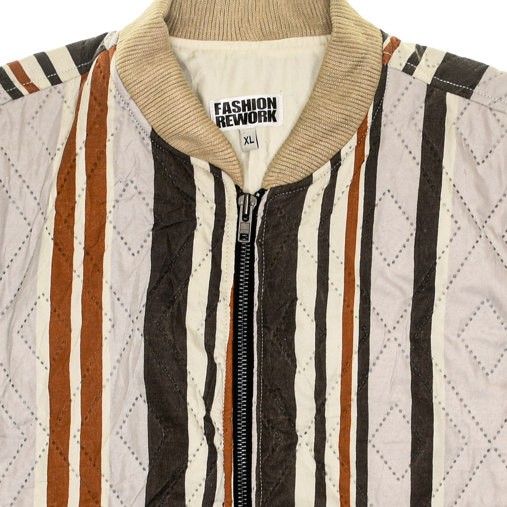 Brown Striped Classic Quilt Bomber
