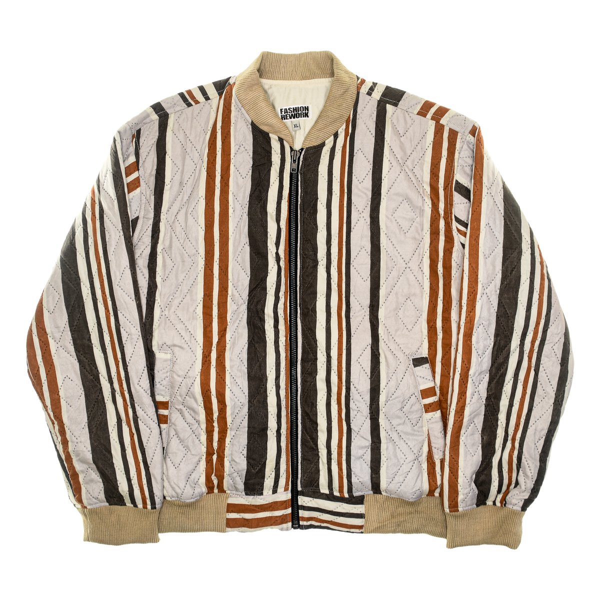 Brown Striped Classic Quilt Bomber