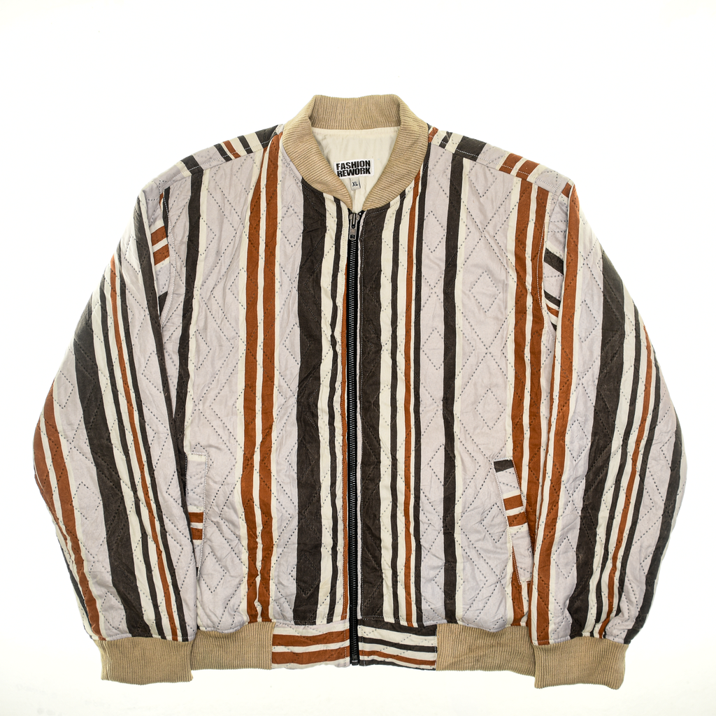 Brown Striped Classic Quilt Bomber