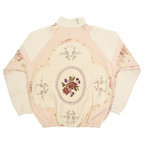 (MEASURE) Romantic Floral Classic Quilt Bomber Jacket