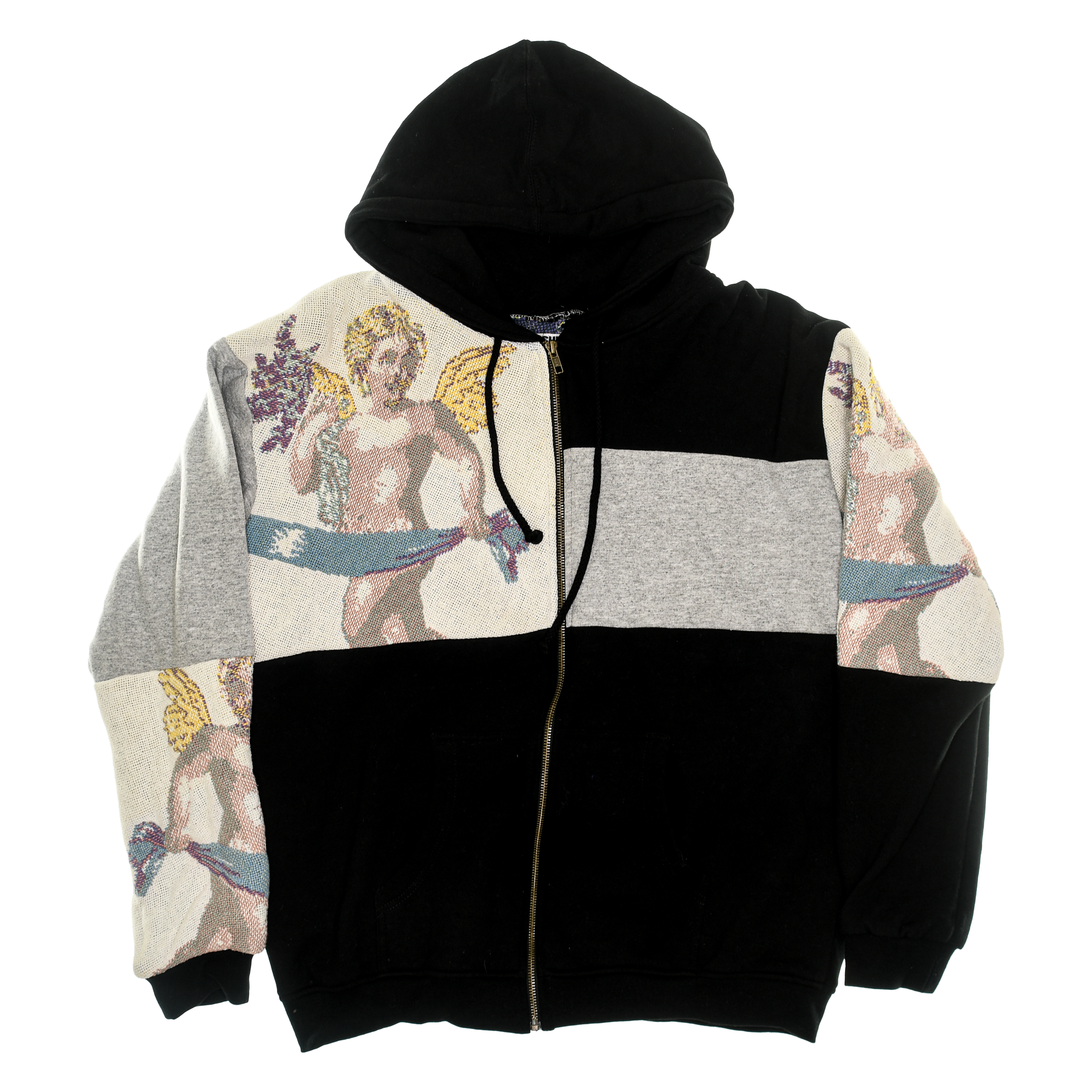 (MEASURE) Cherubim Angel Patchwork Tapestry Zip Up