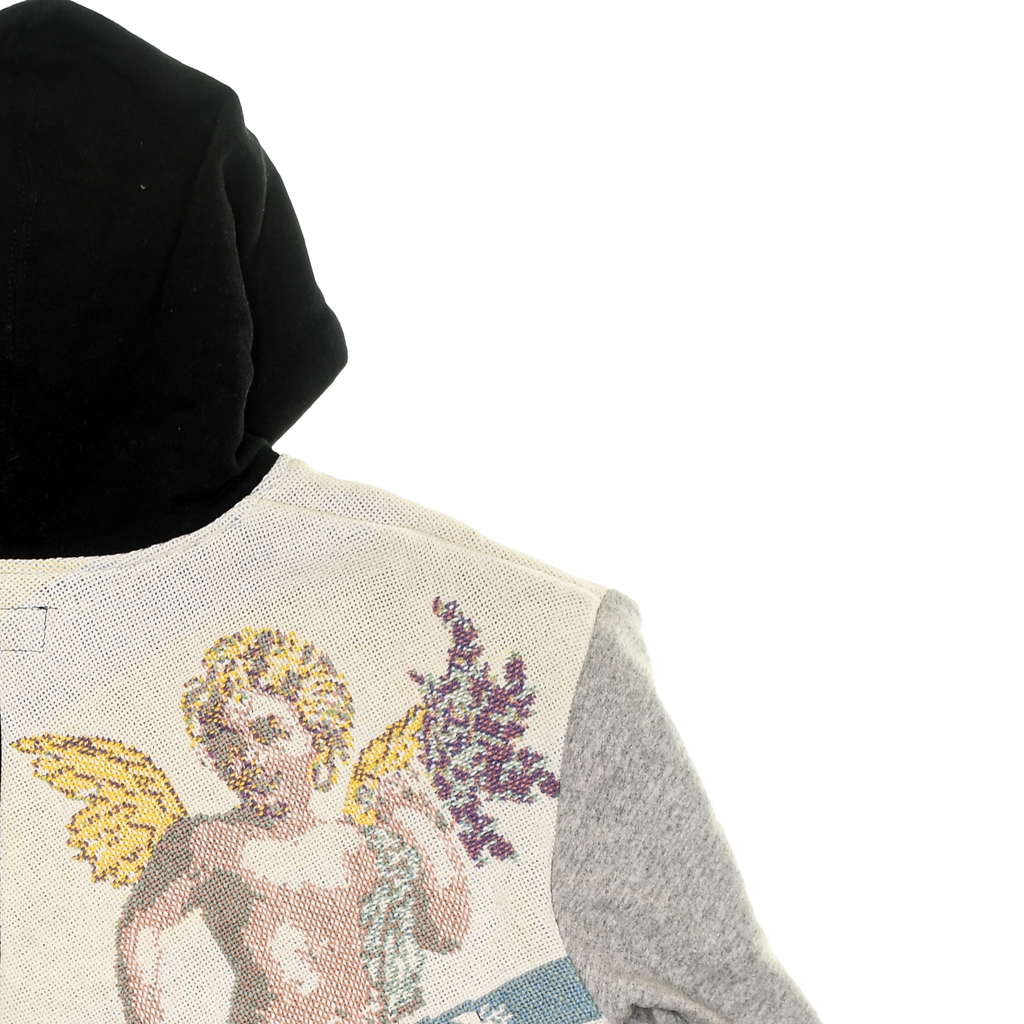(MEASURE) Cherubim Angel Patchwork Tapestry Zip Up